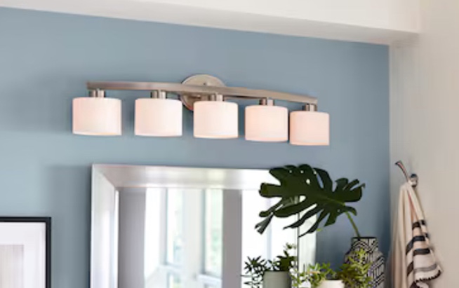 allen + roth Merington 37.5-in 5-Light Brushed Nickel Transitional ...