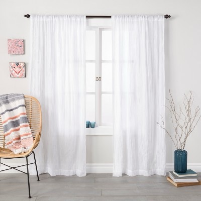 Crushed Sheer Curtain Panel White 95" - Opalhouse