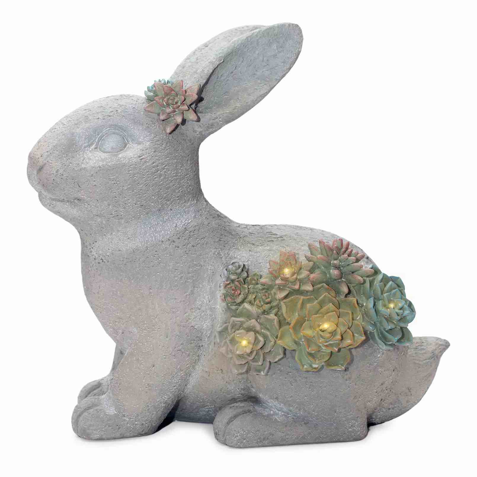 Melrose Rabbit with Succulent Solar Light