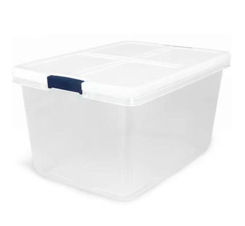 Project Source Medium 16.5-Gallons (66-Quart) Clear, White Tote with Latching Lid