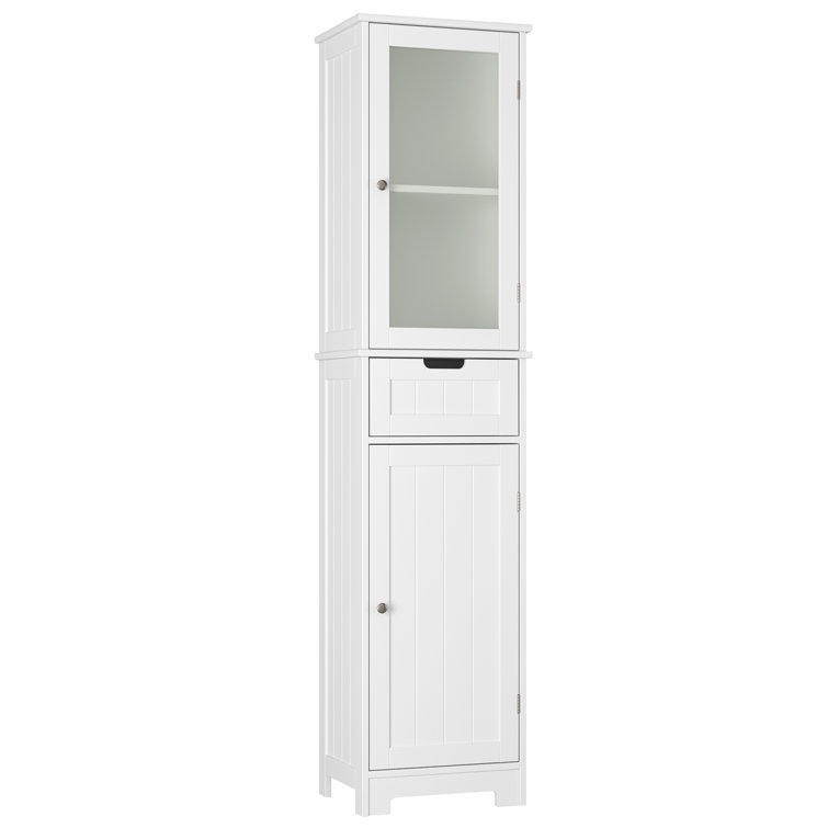 White Olvera Freestanding Linen Cabinet See More by Highland Dunes
