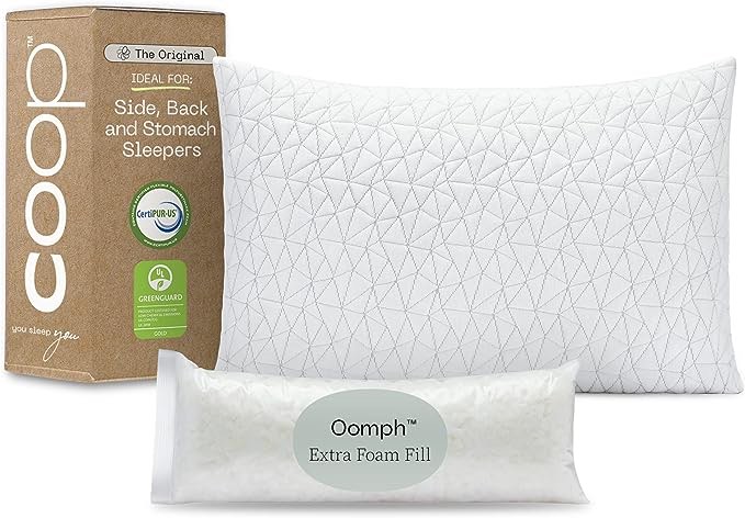 Coop Home Goods Original Loft, King Size Bed Pillows for Sleeping - Adjustable Cross Cut Memory Foam Pillows - Medium Firm for Back, Stomach and Side Sleeper - CertiPUR-US