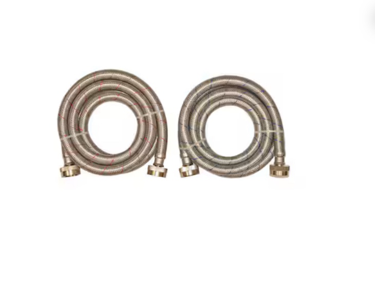 EASTMAN 2-Pack 6-ft 3/4-in Fht Inlet x 3/4-in Fht Outlet Stainless Steel Washing Machine Connector