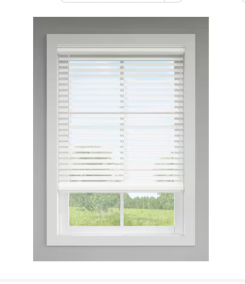 LEVOLOR Trim+Go 2.5-in Slat Width 72-in x 64-in Cordless White Faux Wood Room Darkening Horizontal Blinds