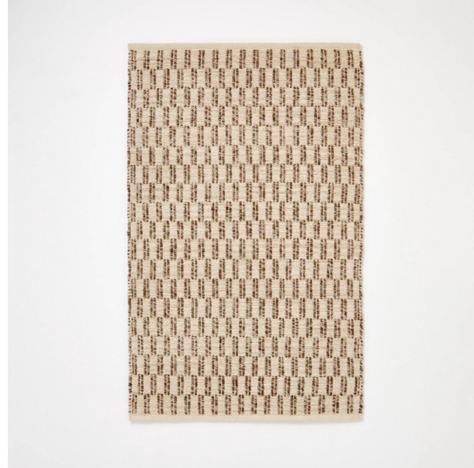 3'x5' Checkered Stripe Rug Brown - Threshold™ Designed with Studio McGee