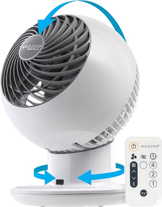 IRIS USA WOOZOO Fan with Remote, Oscillating Fan, Desk Fan, Table Air Circulator, Globe Fan, 5 Speeds, 82ft Max Air Distance, 90° Adjustable Tilt, 30 db Low Noise