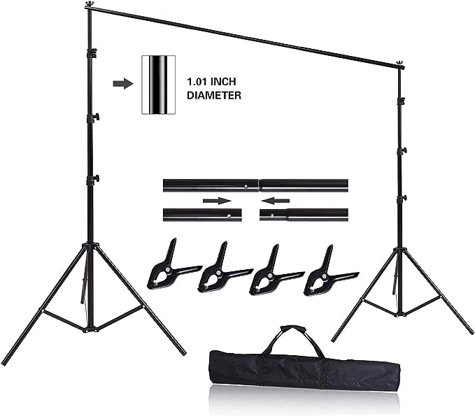Adjustable Photography Backdrop Support System Photo Video Studio Muslin Background Stand Kit with Carry Bag
