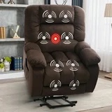 Ebello Big Power Lift Recliner Chair, Overstuffed Reclining Chair for Adults with Heated Vibration, USB Ports, Massage Remote Control