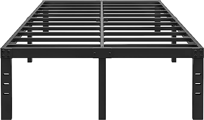 FSCHOS Queen-Bed-Frame / 18 Inch Metal Platform Bed Frame Queen Size/Reinforced Steel Slats Support/No Box Spring Needed/Heavy Duty Mattress Foundation/Easy Assembly/Noise Free/Black