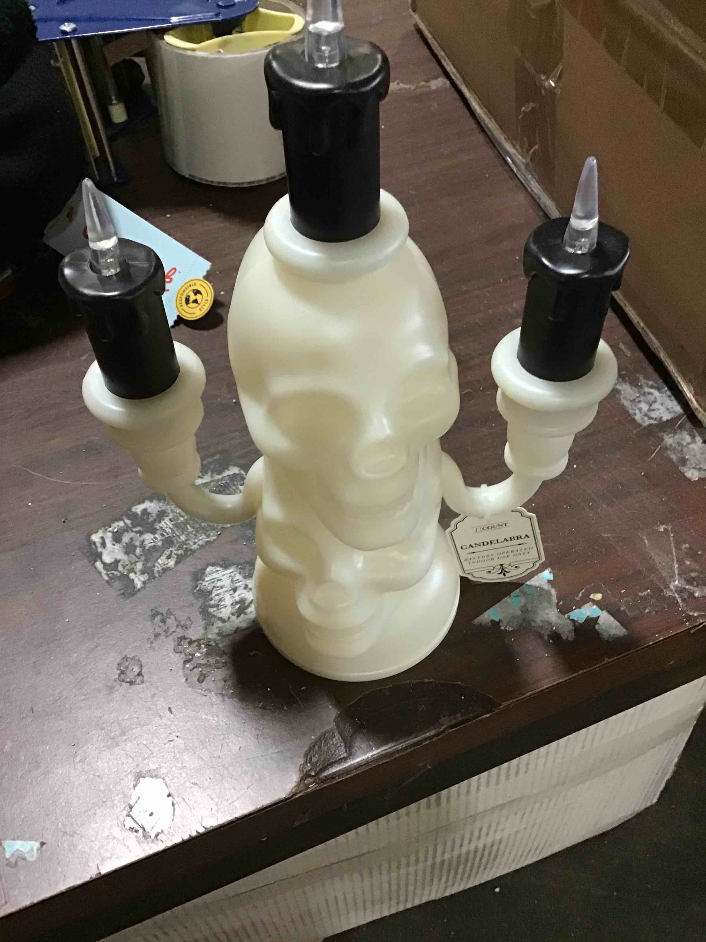 Halloween skeleton candles candelabra battery operated/use only 