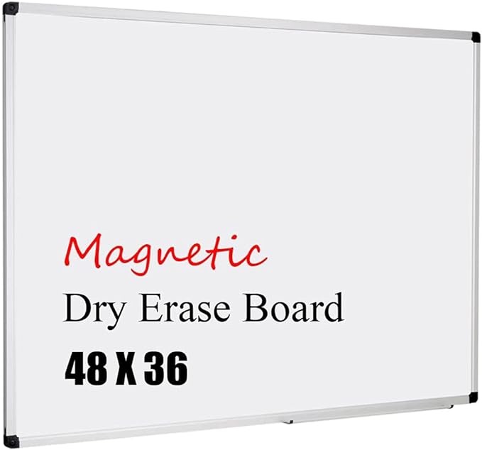 XBoard Magnetic Whiteboard 48 x 36, White Board 4 x 3, Dry Erase Board with Detachable Marker Tray