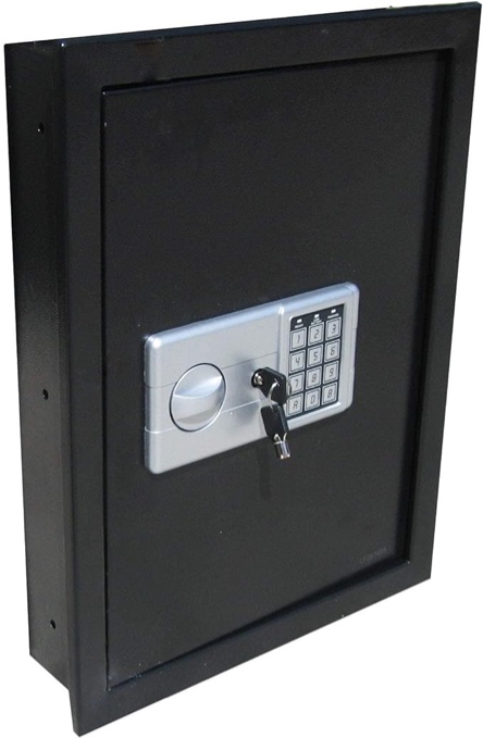 Digital Electronic Flat Recessed Wall Hidden Safe Security Box Jewelry Gun Cash (Black)