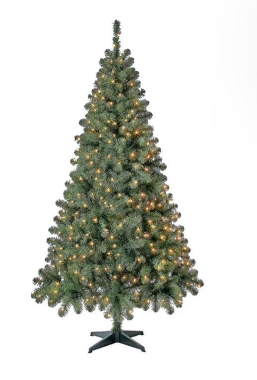 6.5 ft Pre-Lit Madison Pine Artificial Christmas Tree, Clear Incandescent Lights, by Holiday Time