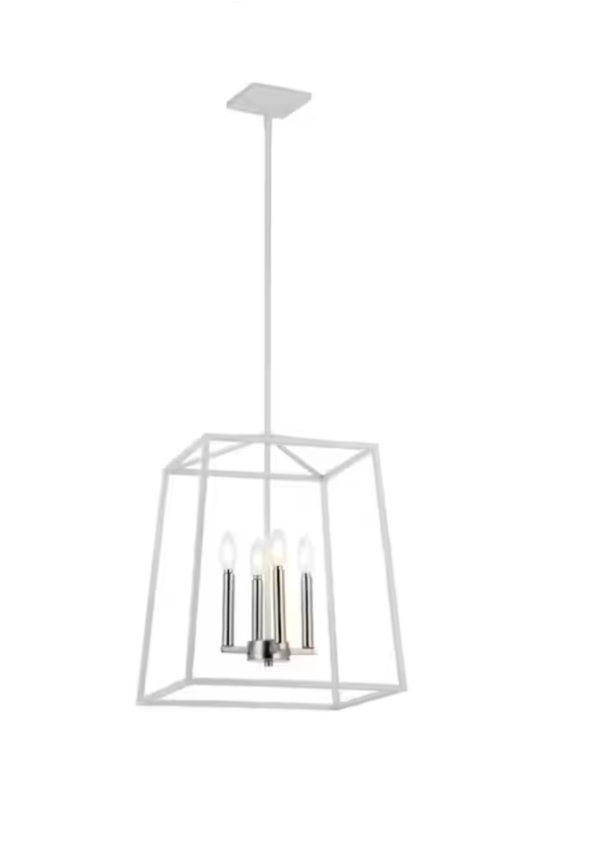 Home Decorators Collection 16 in. W 4-Light Matte White Cage Pendant