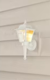 13.5 in. 1-Light White Outdoor Wall Light Fixture with Clear Glass