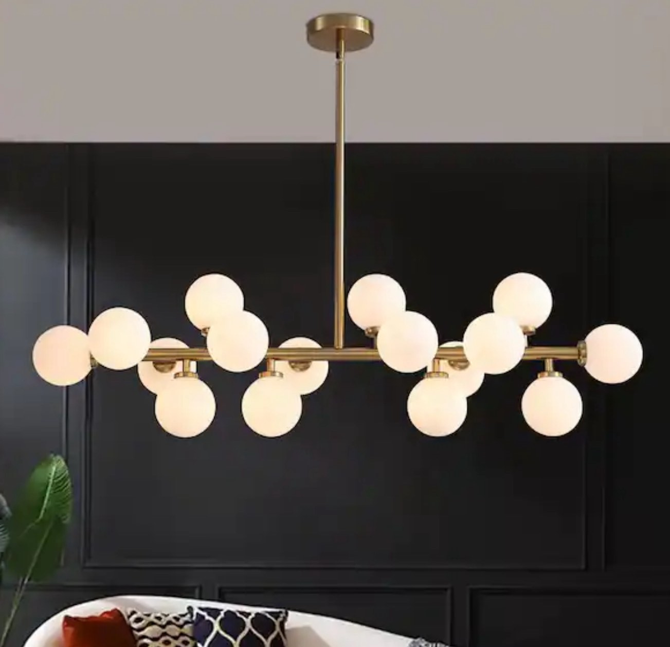 SILJOY 16-Light Brass Globe Sputnik Dining Room Chandelier Mid Century Kitchen Pendant Light