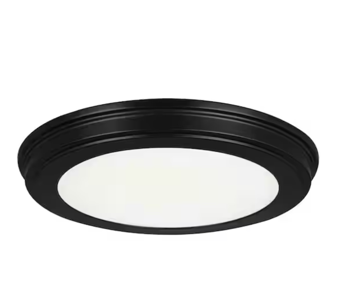  Commercial Electric 13 in. Matte Black Selectable LED Flush Mount
