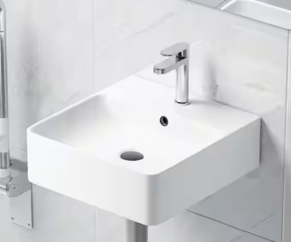  Eridanus Turner Crisp White Vitreous China 16 in. Square Wall-Mount Vessel Sink with Faucet Hole and Overflow