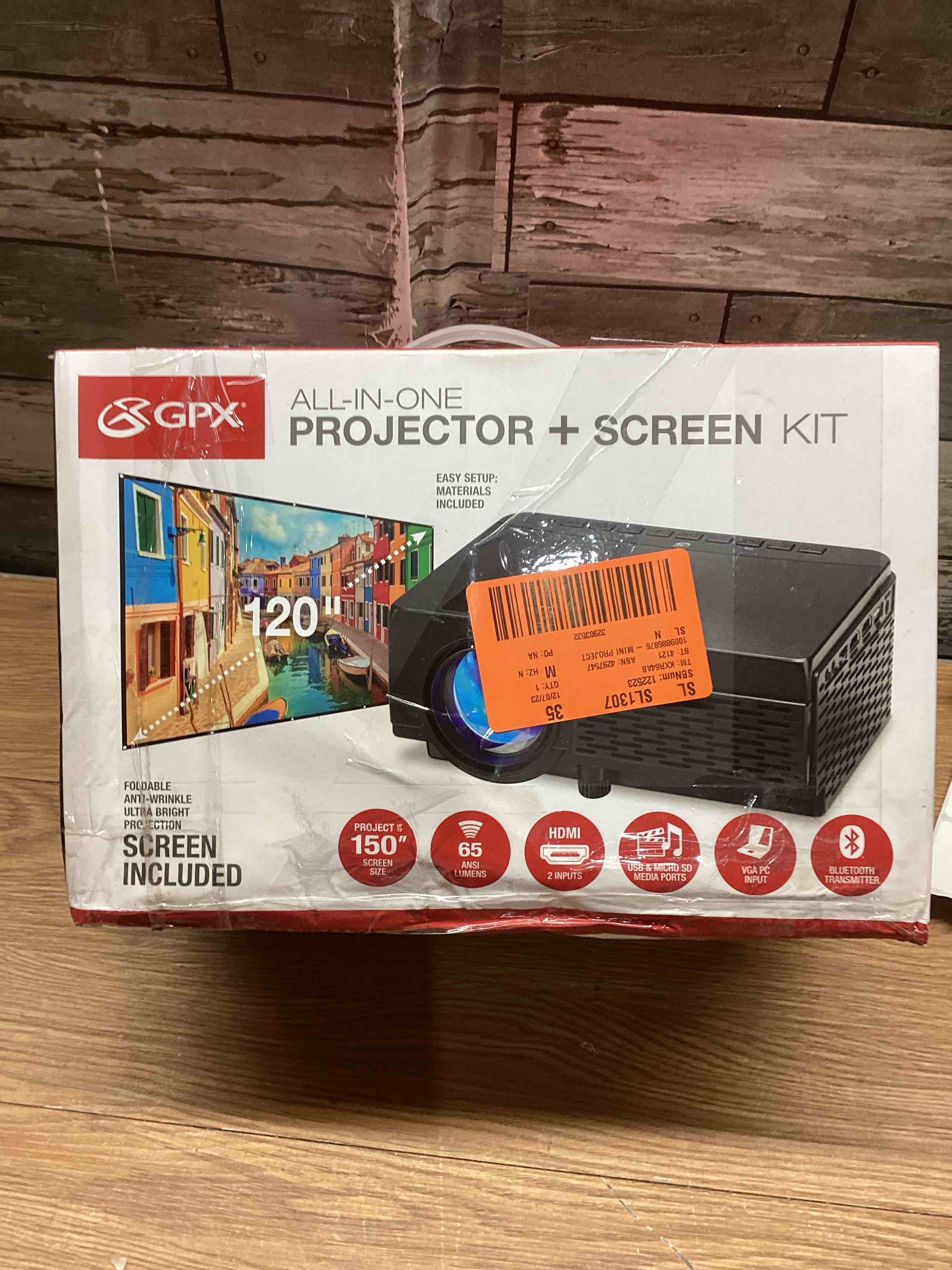 GPX PJ300VP LED Projector with Bluetooth, Screen Included Black