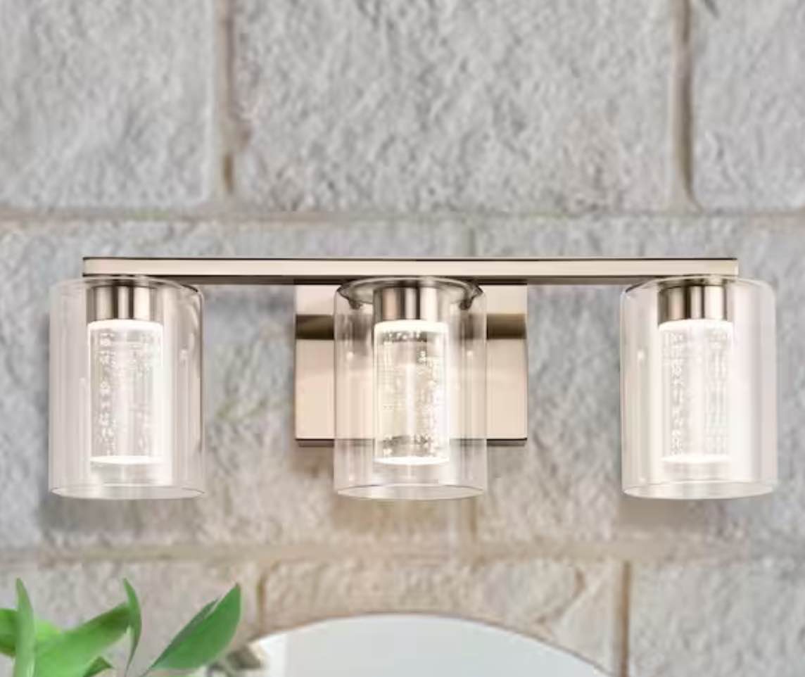 2-Light Modern Wall Sconce Bathroom Mirror Lighting LED Vanity Light with Glass Shade, Rose Gold