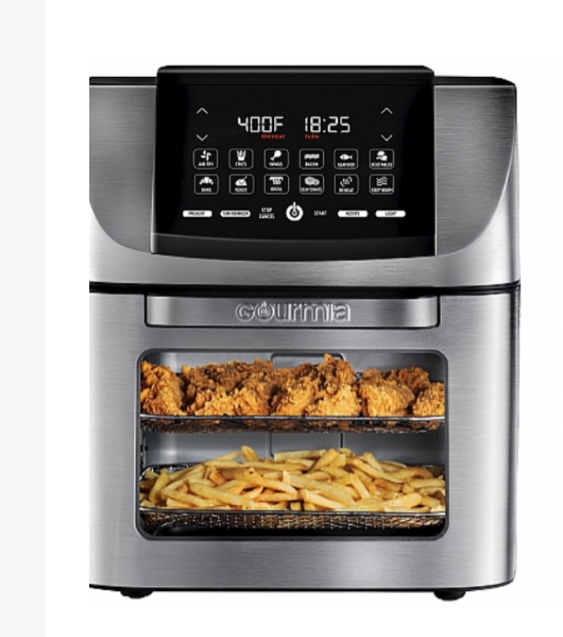 Gourmia GAF1220 14-Quart Digital All-in-One Stainless Steel Air Fryer, Oven, Rotisserie & Dehydrator with Large Window + Interior Light- Includes 5-Piece Accessory Kit