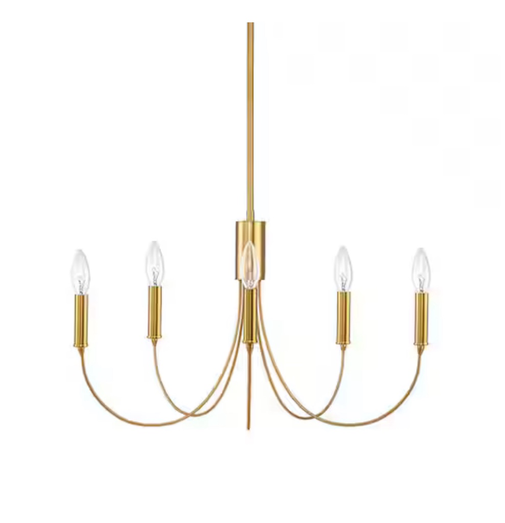 EDISLIVE Galea 5-Light Brass Linear Chandelier Candlestick Island Farmhouse Kitchen Dining Room Pendant