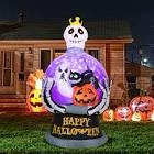 Inflatable White Ghost in Globe with Pumpkins 