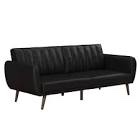 Brittany Futon Convertible Sofa Faux Leather Black - Novogratz