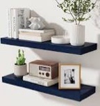 Gloss Finish Blue Floating Shelves 