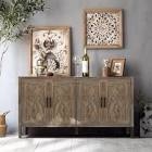 Ezell Solid Wood 4 - Door Mirrored Accent Cabinet