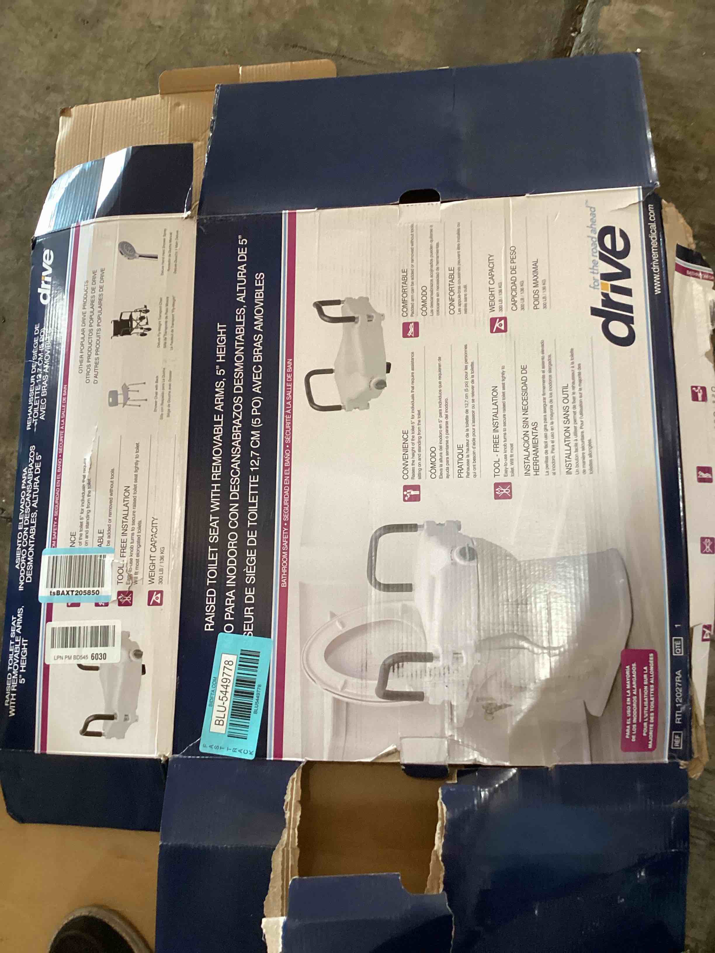 Drive Medical RTL12027RA 2in1 Raised Toilet Seat with Removable