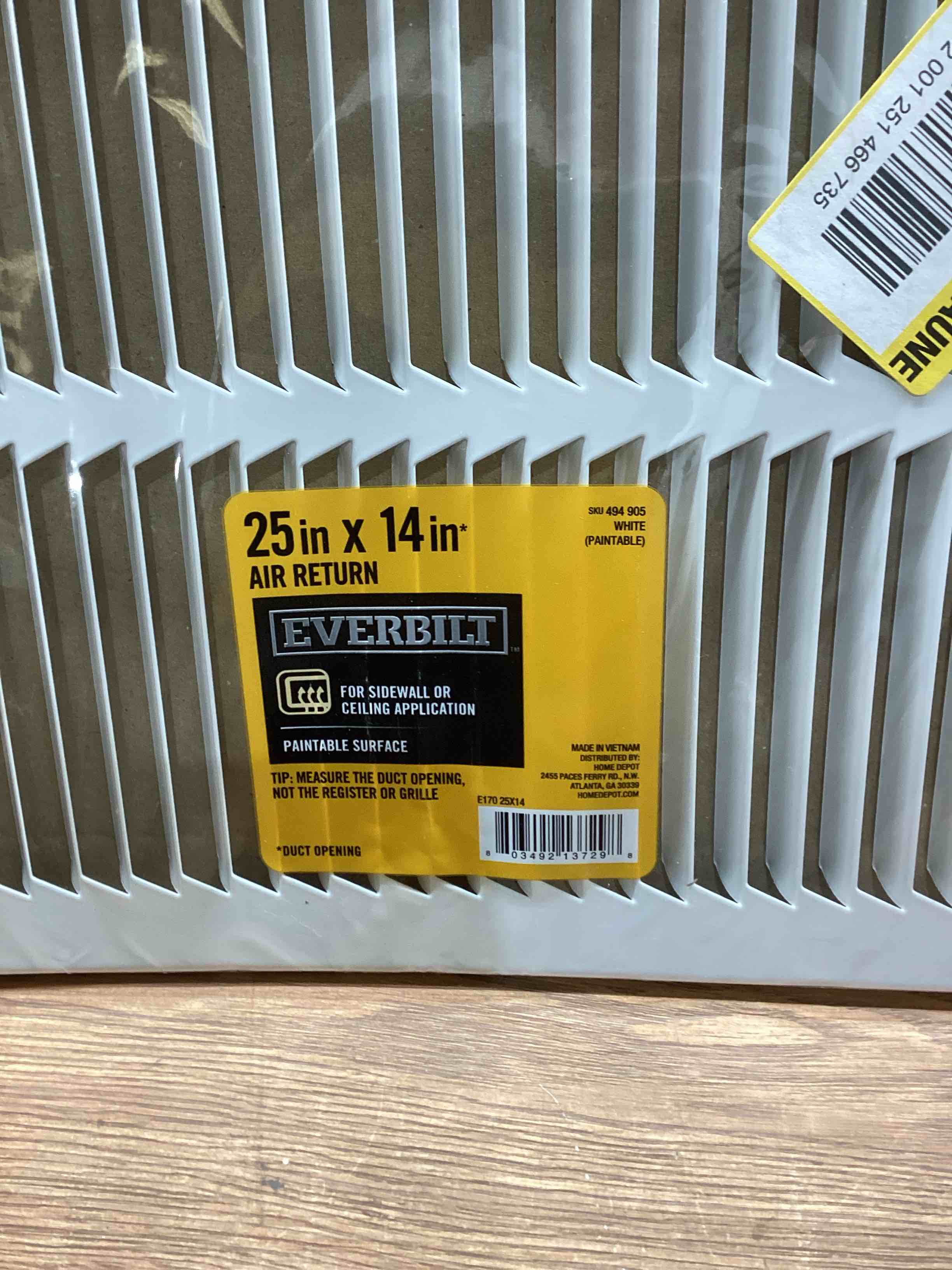 Lot of 2 Everbilt 25 in. x 14 in. Steel Return Air Filter Grilles in White