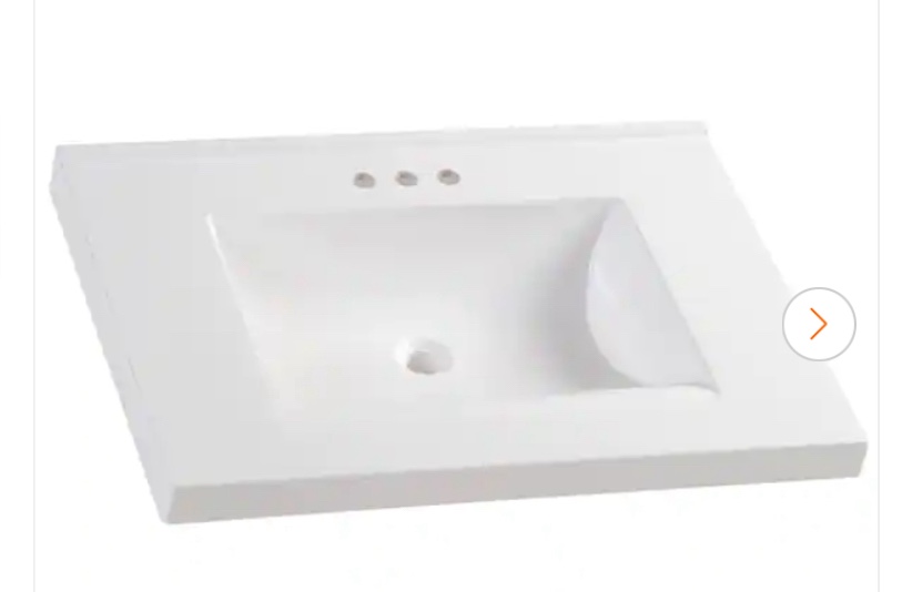 Glacier Bay Newport 31 x 22 inch Cultured Marble Vanity Top in White NEW