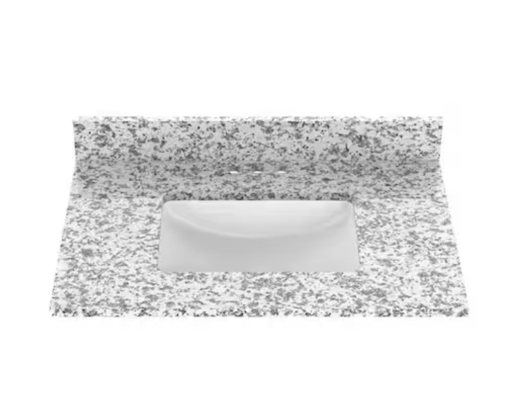 Home Decorators Collection 25 in. W x 22 in. D Granite Vanity Top in Jilin White with White Ceramic Rectangular Single Sink