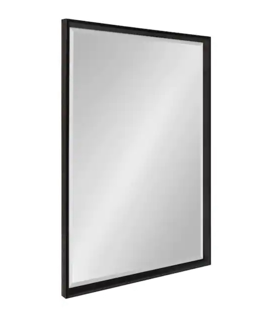 Kate and Laurel Calter 23.5 in. W x 35.5 in. H Framed Rectangular Beveled Edge Bathroom Vanity Mirror in Black
