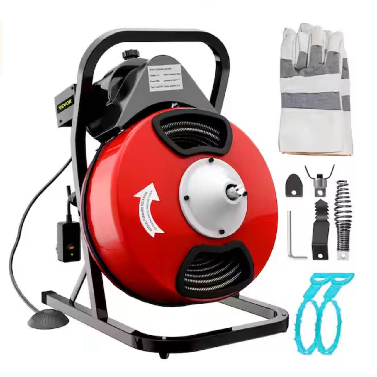 VEVOR Electric Drain Auger 50 ft. x 1/2 in. Drain Cleaner Machine with 4 Cutter Sewer Snake for 1 in. to 4 in. Pipe Market