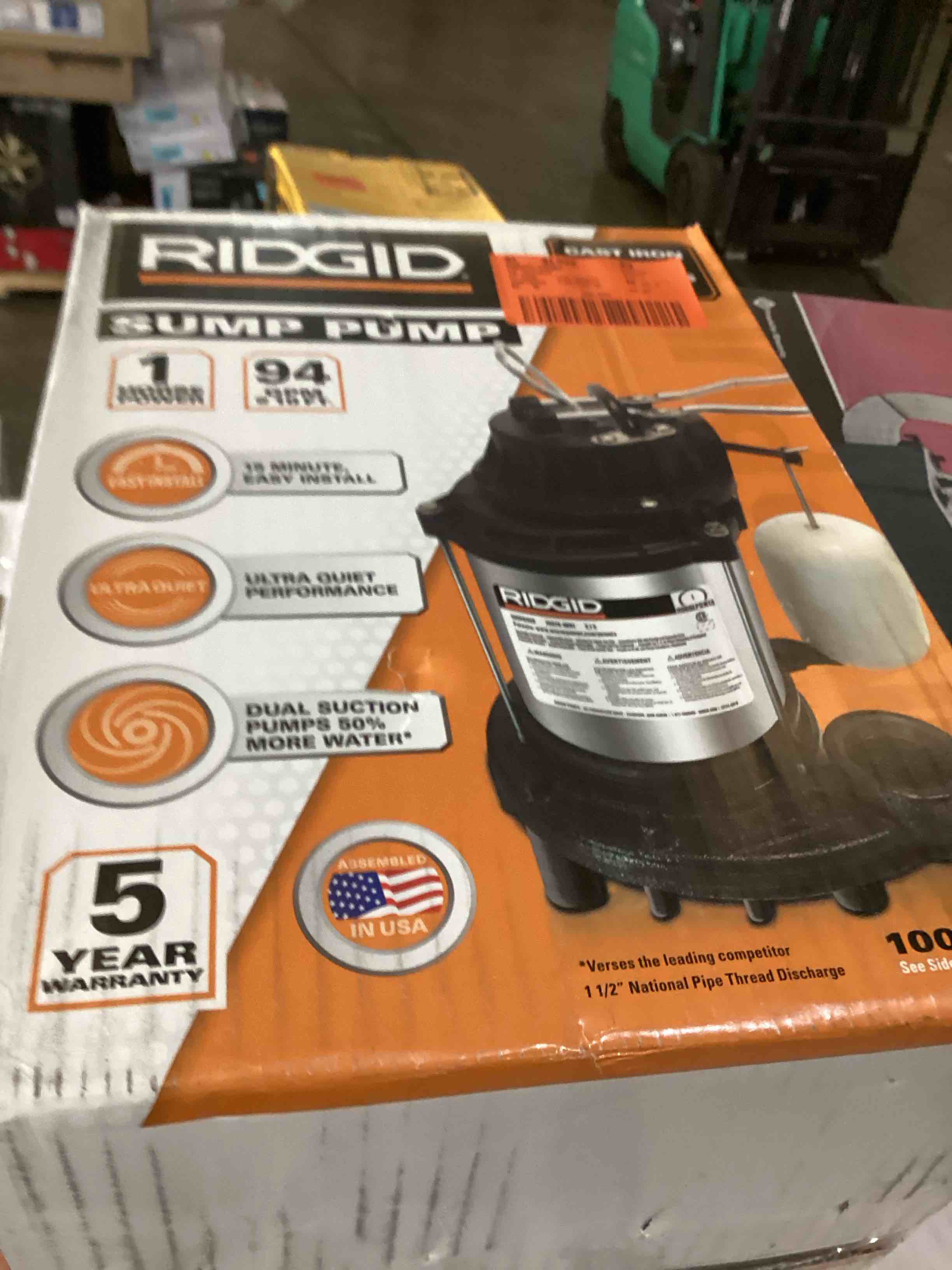 RIDGID 1 HP Stainless Steel Dual Suction Sump Pump