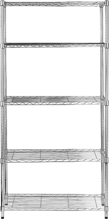 Amazon Basics 5-Shelf Adjustable, Heavy Duty Storage Shelving Unit (350 lbs loading capacity per shelf), Steel Organizer Wire Rack, Chrome Silver, 36" L x 14" W x 72" H