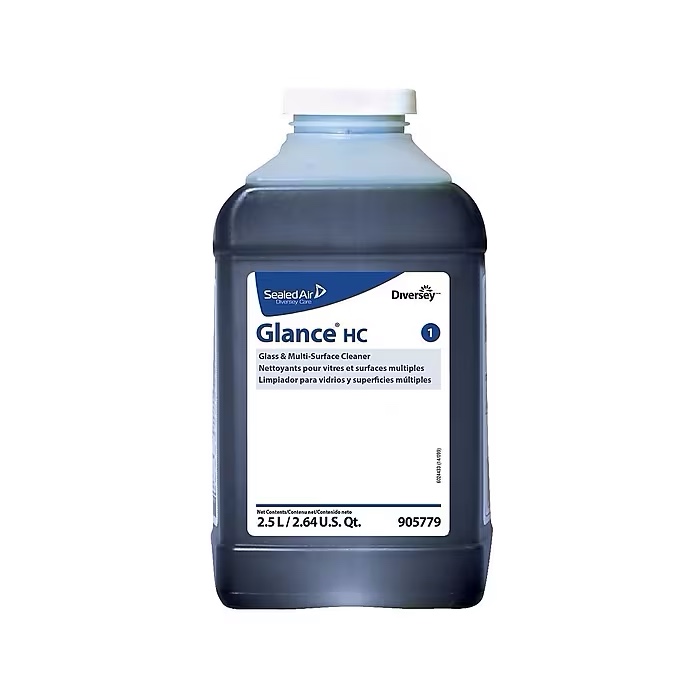Diversey Glance HC Glass & Multi-Surface Cleaner for J-Fill, Ammonia, 2.5 L / 2.64 U.S. Qt., 2/Carton
