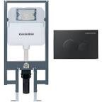 Casta Diva Toilet Carrier with Black Actuator Plate In-Wall Carrier for Wall Mounted Toilets (2x4 / 2x6 Studs)