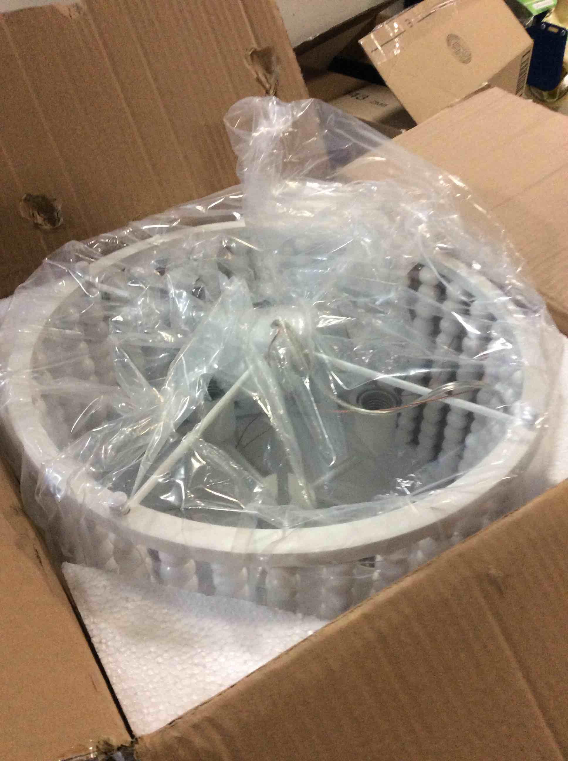 Chandeliers, 4 -Light Round Wood Pendant Light for Rustic Entryway Living Room White