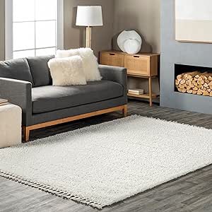 nuLOOM Kara Solid Shag Accent Rug, 2x3, Ivory 