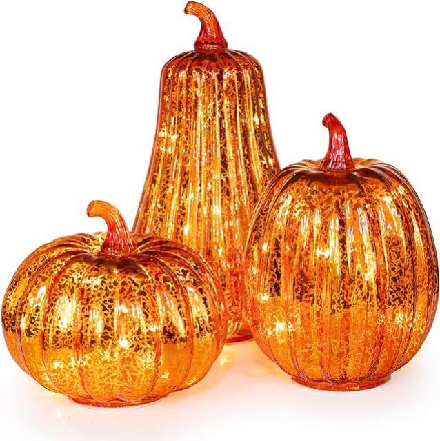 glass lit pumpkin 
