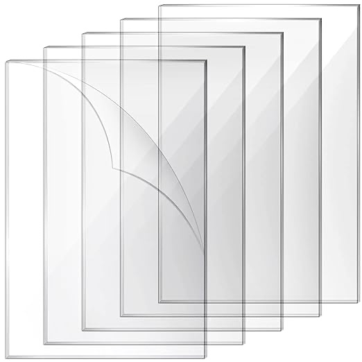 Art3d 5-Pack of 24×36" PET/Plexiglass Sheets, Transparent Clear Flexible Plastic Sheet Panels for Craft, Picture Frames, Sign Blank, DIY Display Project 24" x 36", 1mm Thick 5