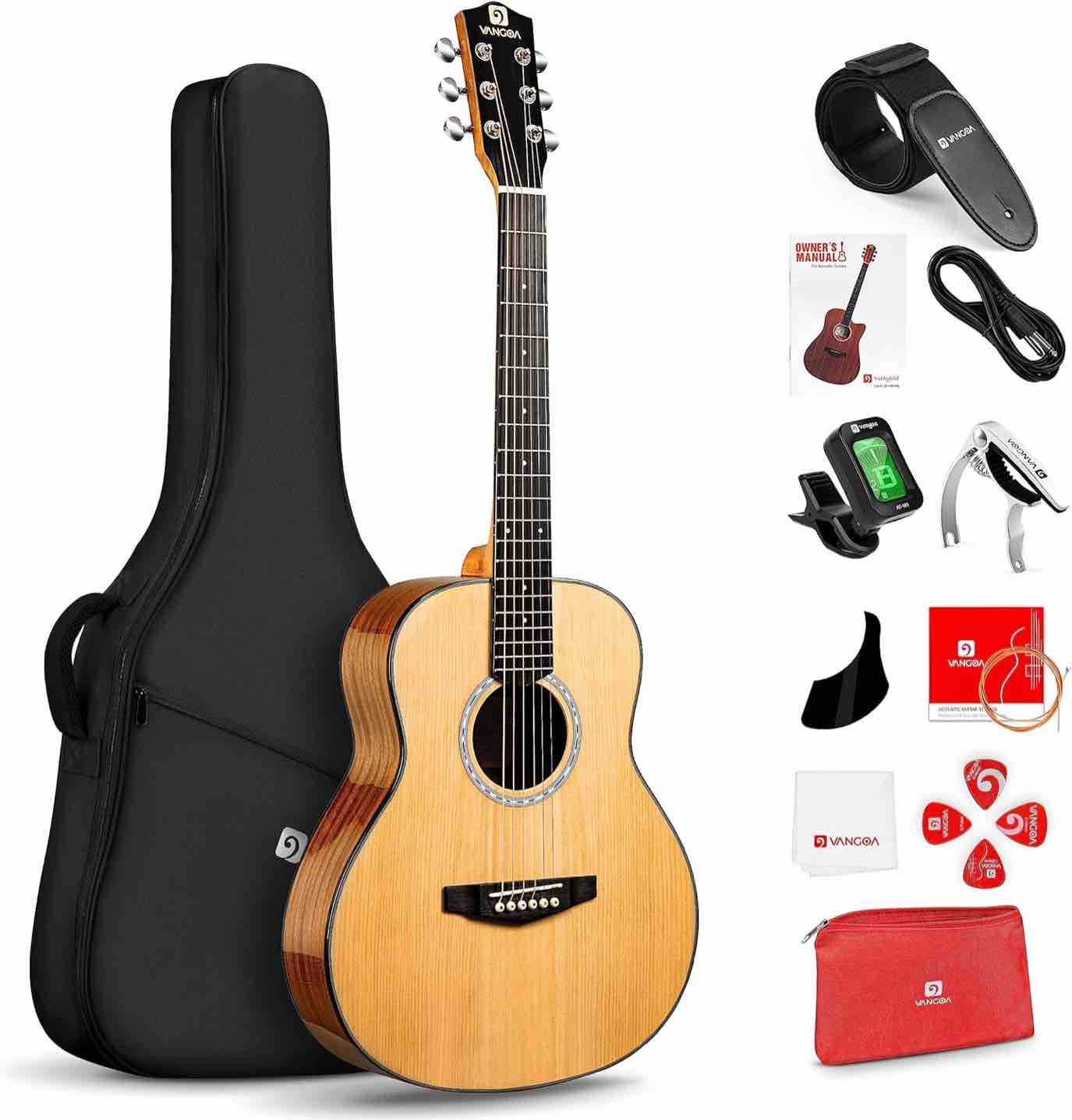 Vangoa 36" Acoustic Guitar for Beginner Adult Teen 3/4 Size Guitarra Acustica with Gig Bag, Tuner, Picks, Strings, Capo, Strap, Right Hand Acoustic Guitar Beginner Kits, Natural Gloss
