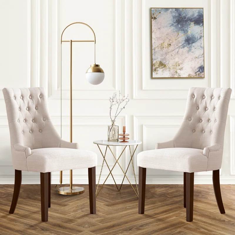 Aalbert Tufted Wing Back Dining Chairs (Set of 2)