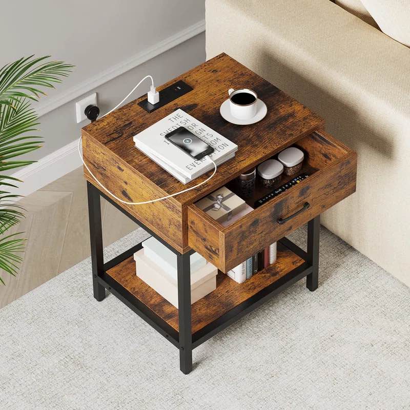 Brown Metal Nightstand