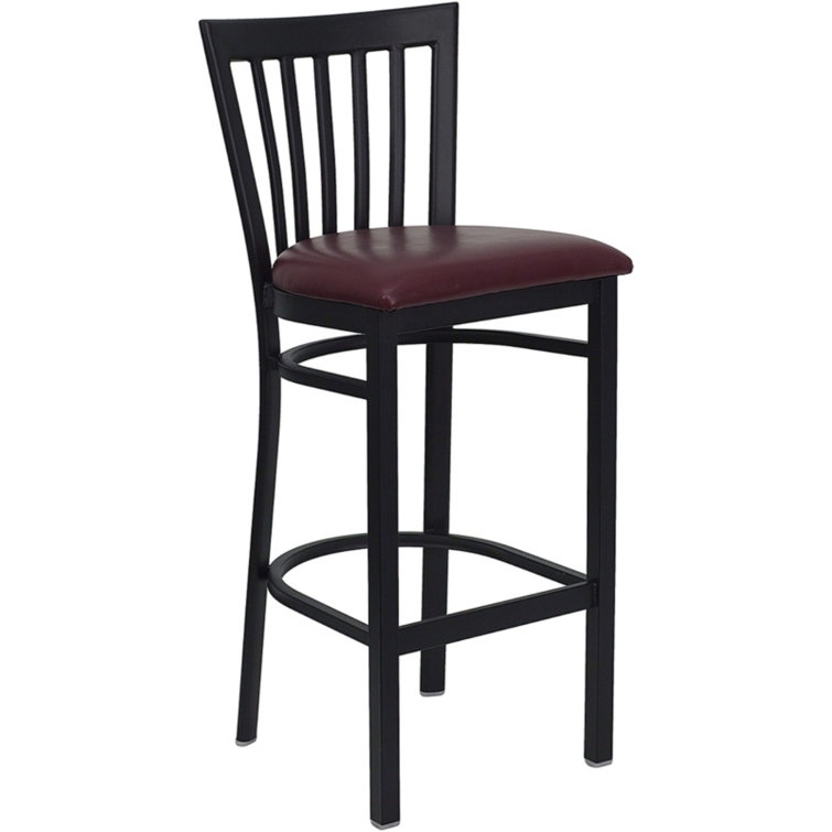 Brown Worley School House Back Metal Restaurant Barstool with Vinyl Seat