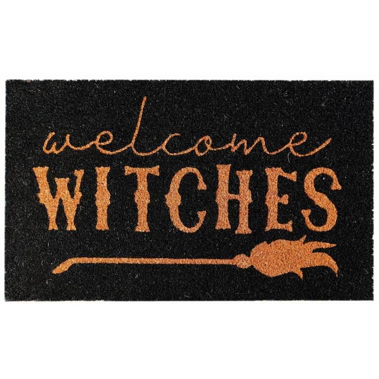 Halloween Outdoor Entryway Coir Mat, "Welcome Witches", 18 in x 30 in