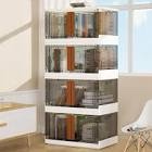 Storage Bins with Lids - 4 Packs 19Gal Plastic Storage Bins for Closet Organizers and Storage, Folding Storage Box, Stackable Storage Bins with Open Front Door, Storage Bins with wheels, Collapsible Storage Bins